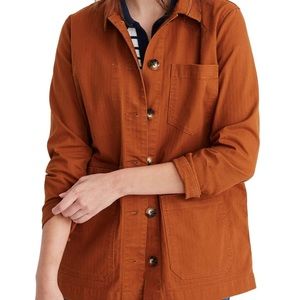 Madewell Becker Oversized Chore Coat Rust Orange Fall Minimalist Shacket
